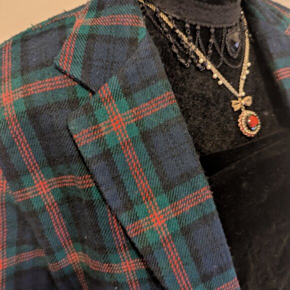 Vintage Plaid Wool Blazer Maxi Button Skirt Set Oversized - Picture 2 of 4